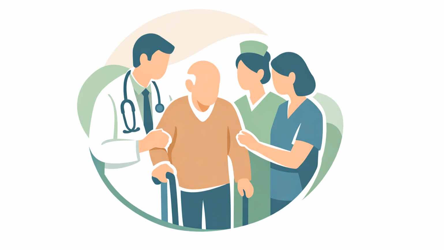 多職種チームで患者を支える在宅医療のイメージ